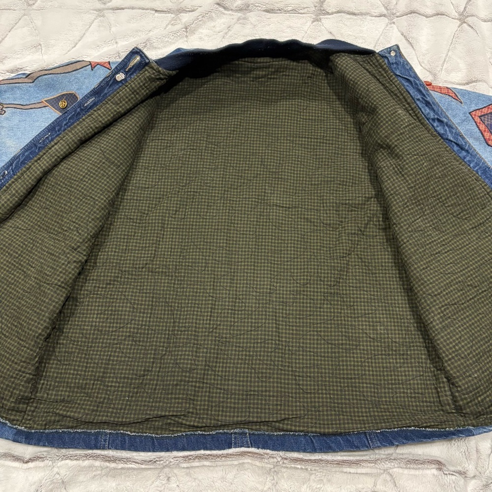 Vintage Handmade Patch Work Denim Jacket Quilter … - image 7